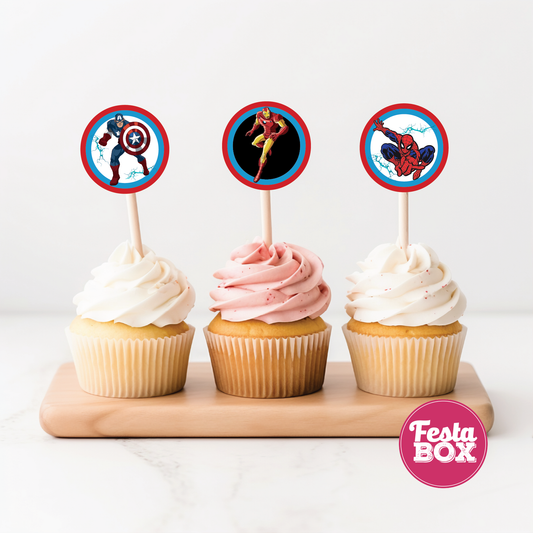 Cupcake Topper for Birthday Party - Avengers Theme (