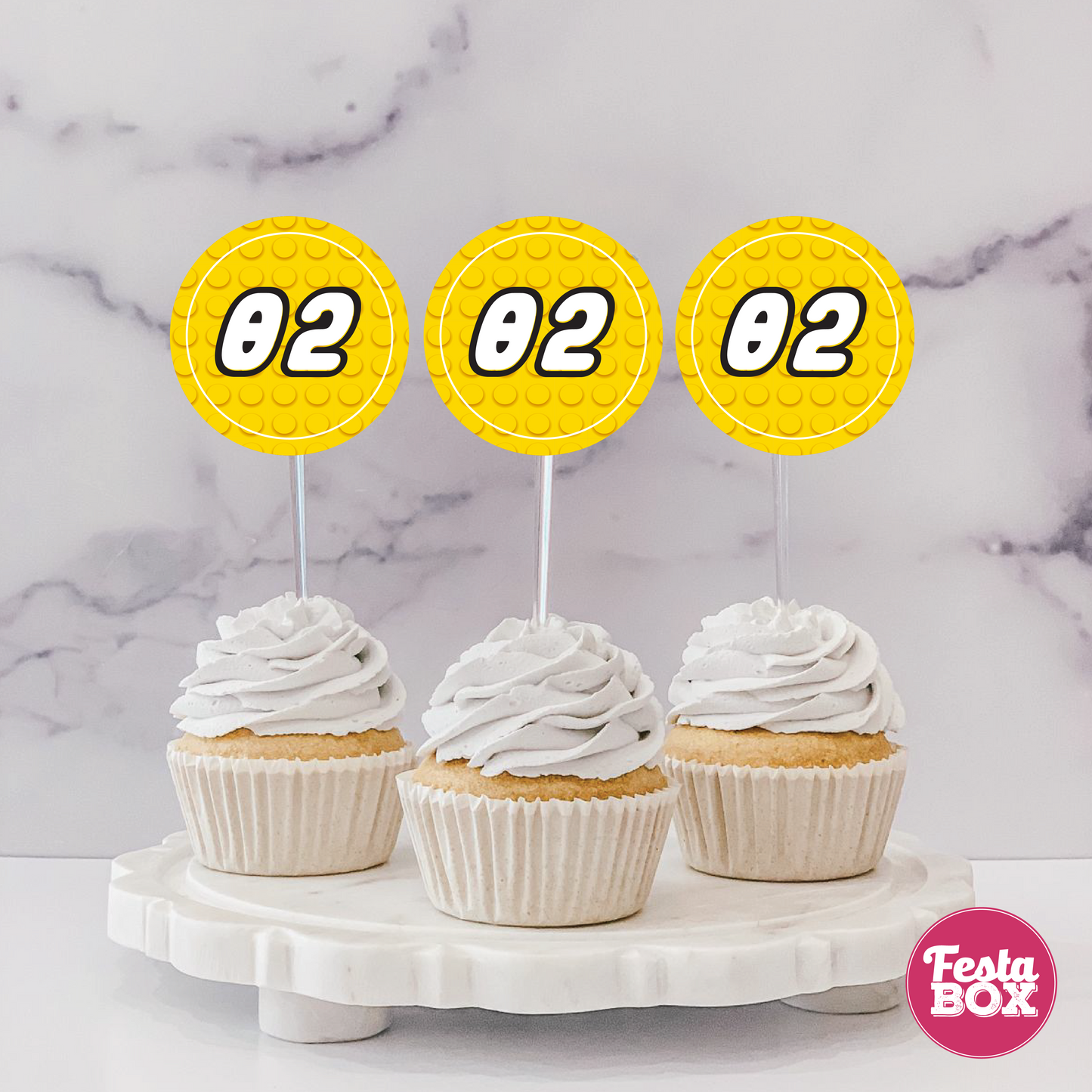 Cupcake Toppers for Birthday Party - Lego Theme (Set of 6)