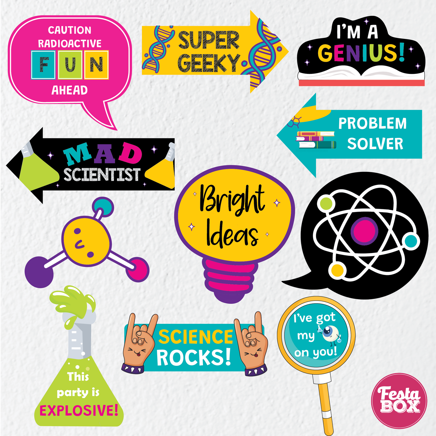 Party Props for Birthday Party - Science Theme by Festabox (11 nos.)