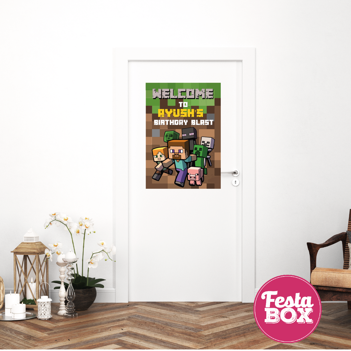 Welcome Sign for Birthday Party Decoration - Minecraft Theme