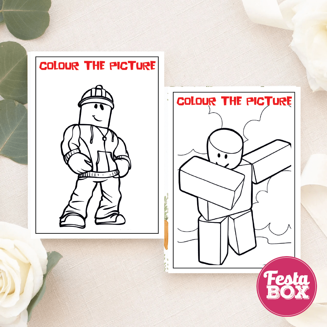 Birthday Activities Game - Colouring Sheets - Roblox Theme