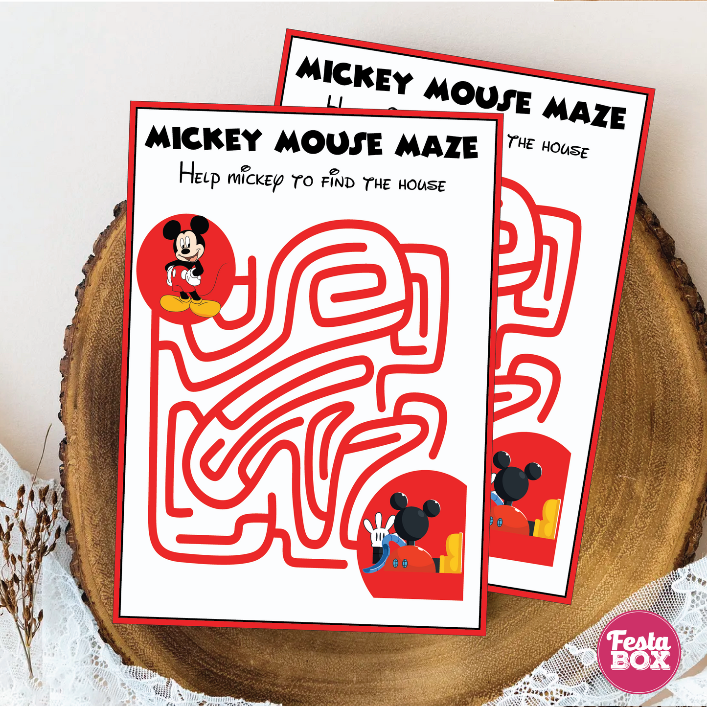 Birthday Game - maze - Mickey Mouse Theme (Set of 6)