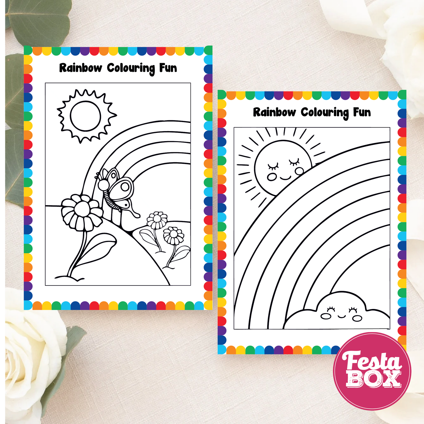 Birthday Game - Colouring Sheet (2 per set) - Rainbow Theme (Set of 6)