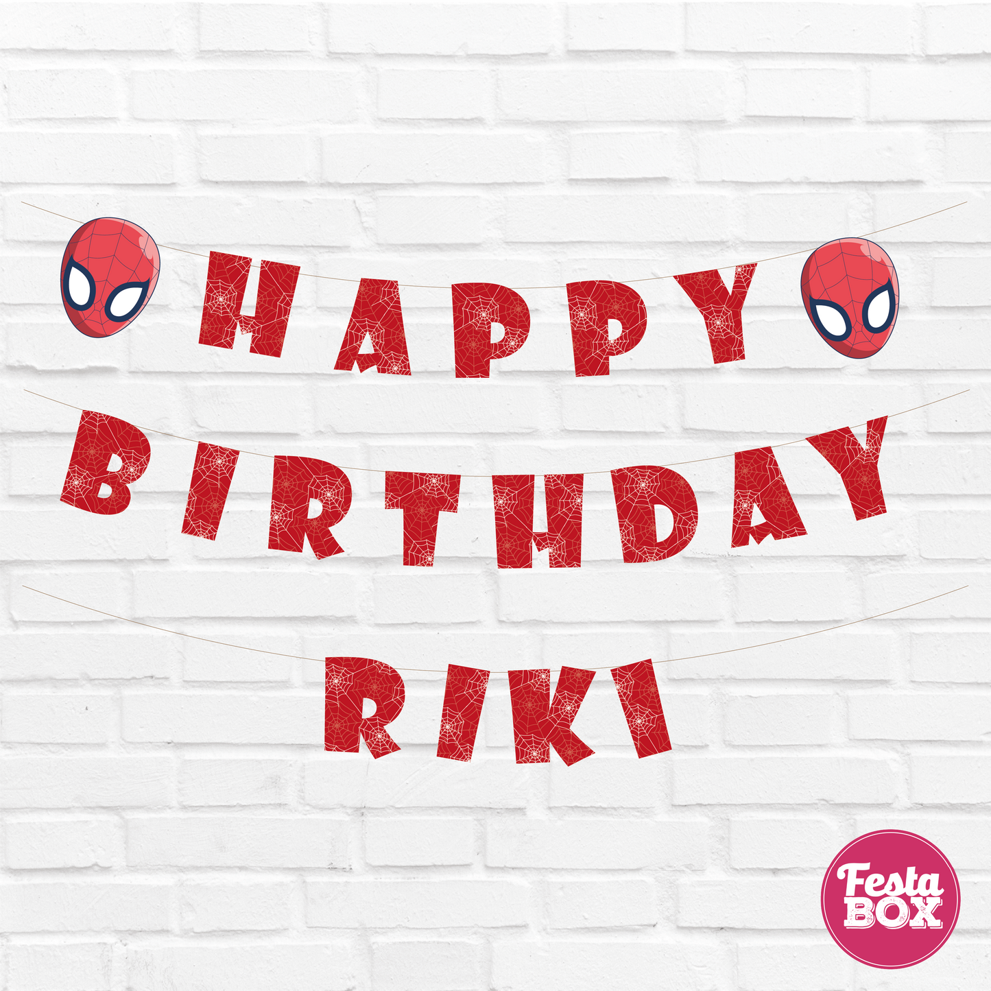 Happy birthday banner with name - Spiderman Theme Option 2