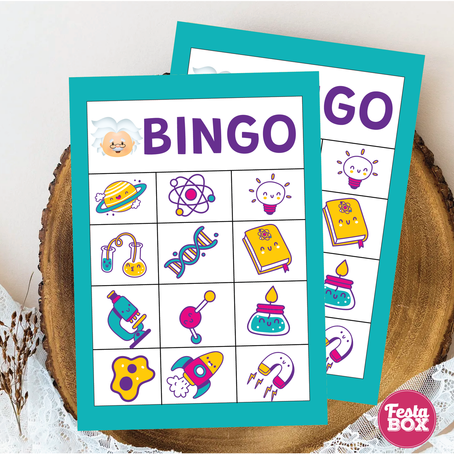 Birthday Game - Bingo - Science Theme (Set of 6)
