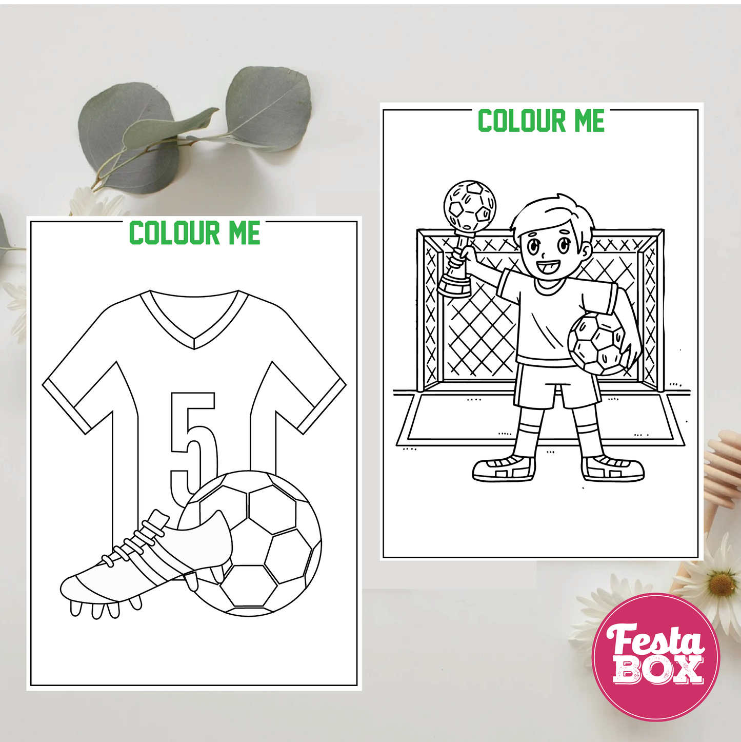 Birthday Game - Colouring Sheet (2 per set) - Football Theme (Set of 6)