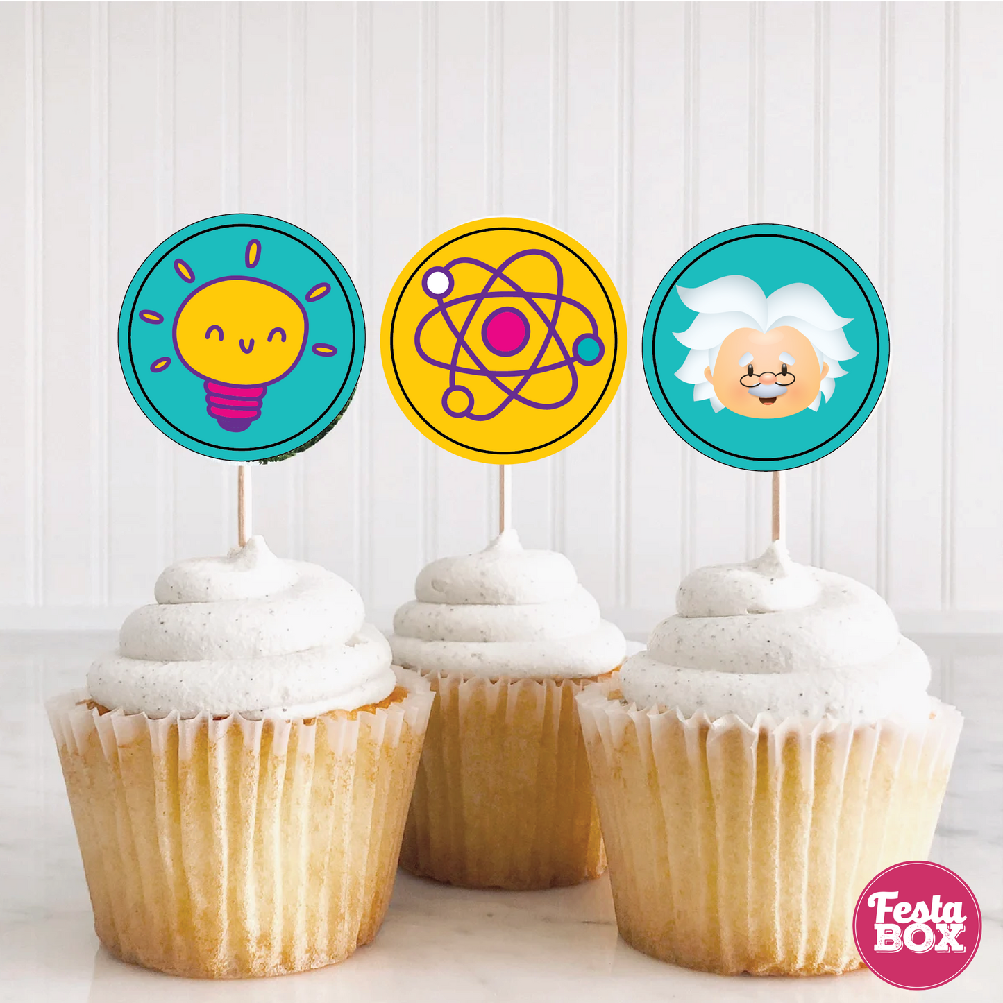 Cupcake Topper for Birthday Party - Science Theme (Set of 6) - Assorted