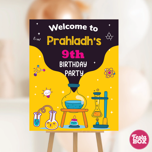 Welcome Sign for Birthday Party Decoration - Science Theme - Option 2