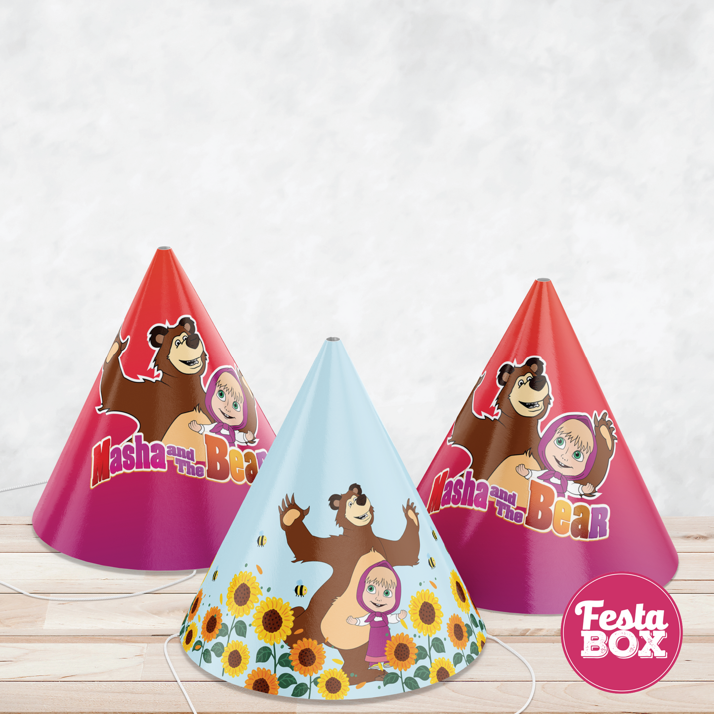 Birthday Celebration Caps - Masha and Bear Theme (Set of 6) - Assorted