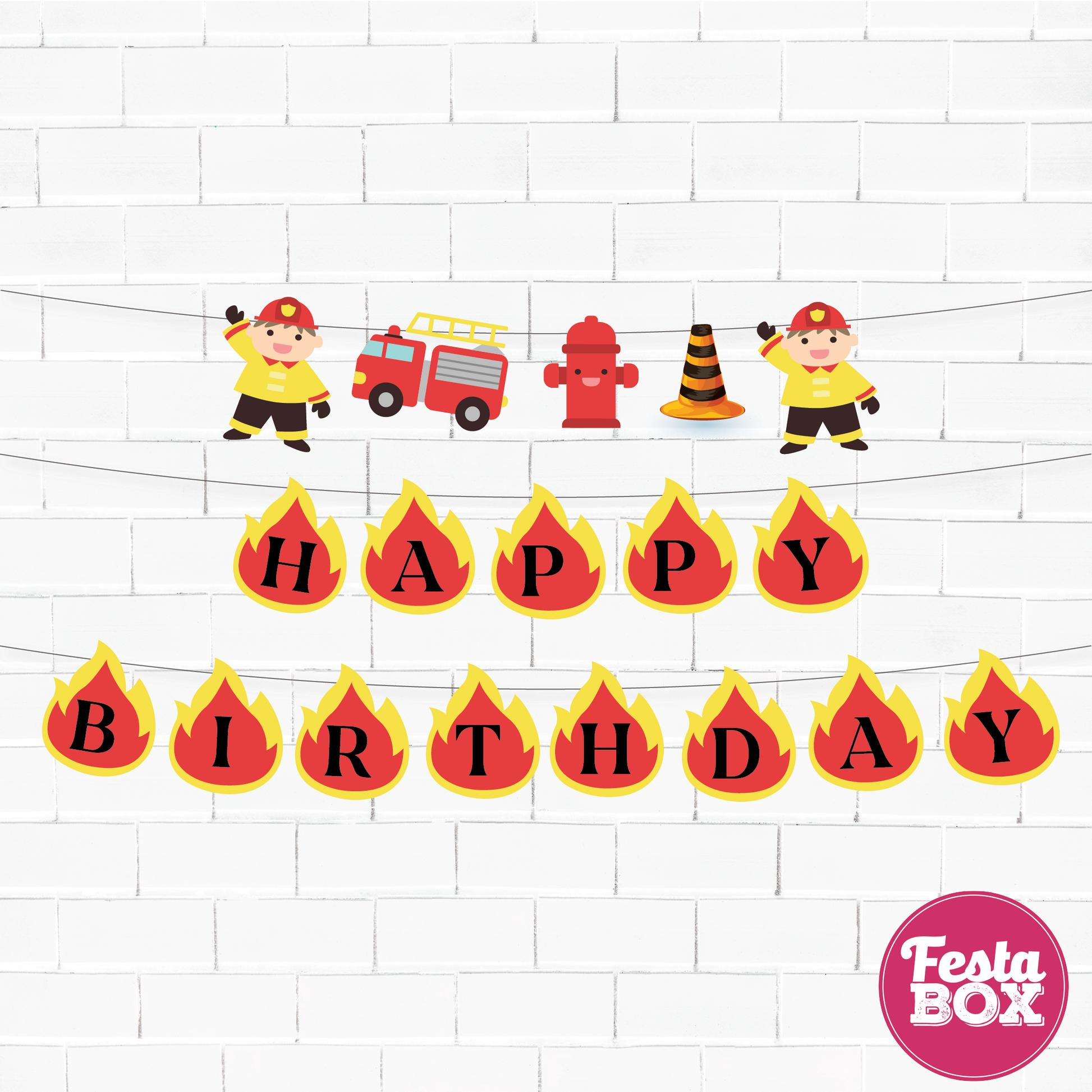 Background Banner with cut out strings - Firetruck Theme Option 1