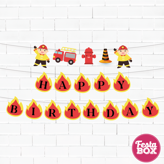 Background Banner with cut out strings - Firetruck Theme Option 1