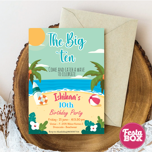 e-Invite for Birthday Party - Beach Theme - Option 1