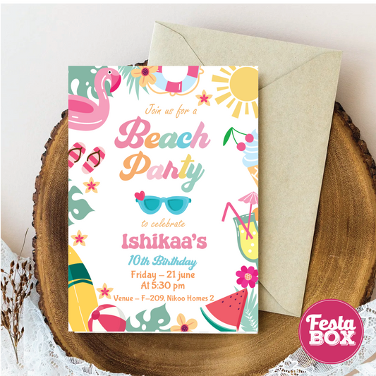 e-Invite for Birthday Party - Beach Theme - Option 3