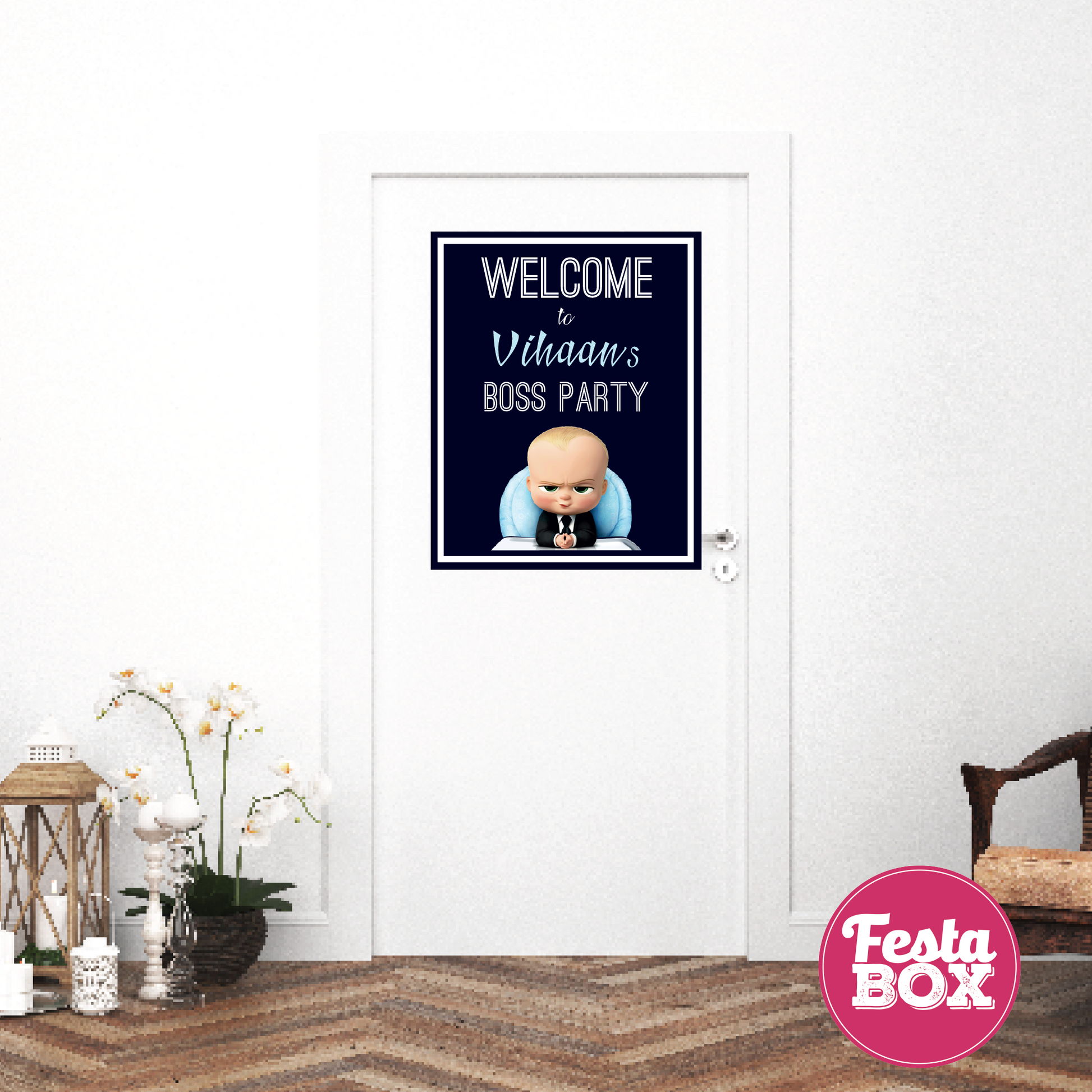 Welcome Sign for Birthday Party Decoration - Boss Baby Theme - Option 1
