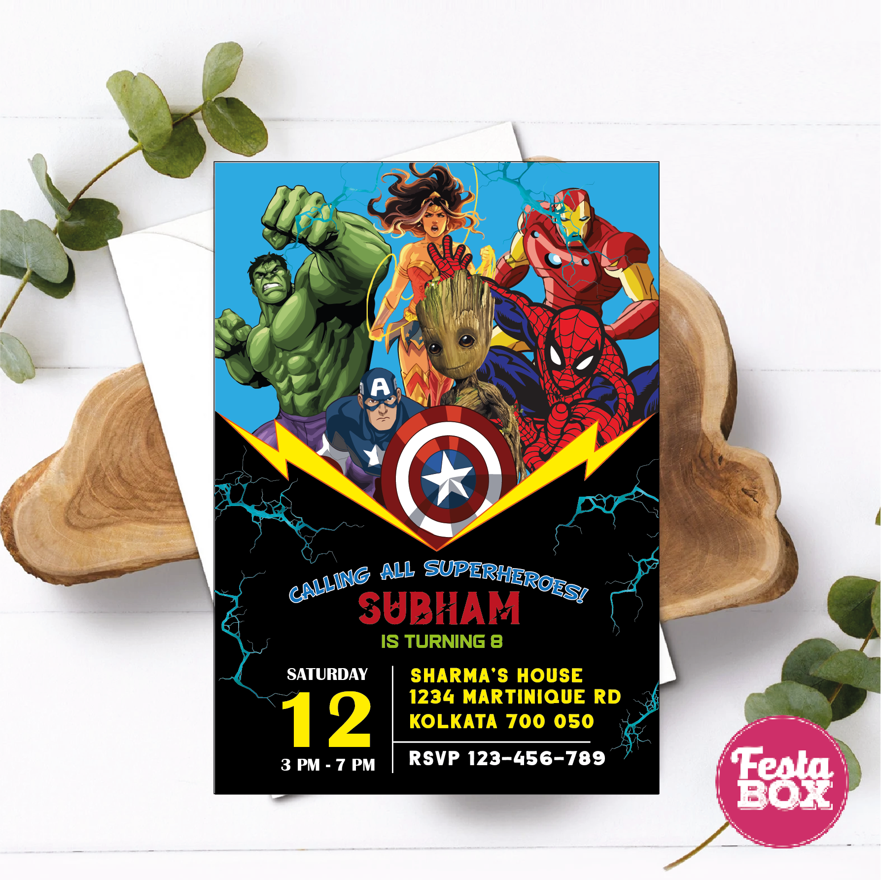 Birthday Party Invitation - Avengers Theme (Set of 6) - Option 1