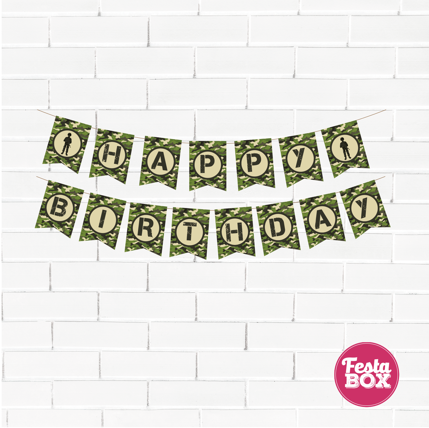 Happy Birthday Banner for Birthday Party Decoration - Army Theme Option 2