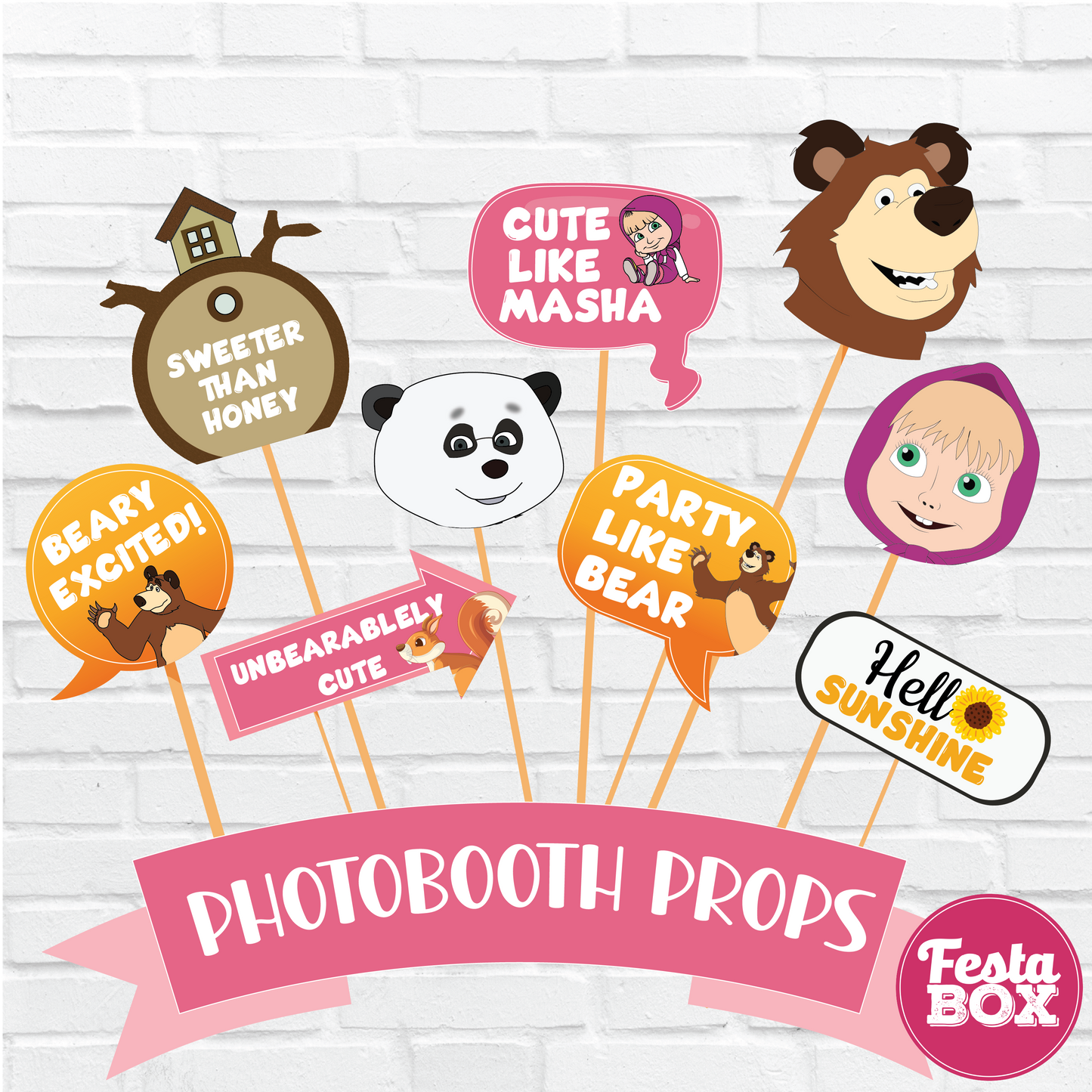 Party Props for Birthday Party Decoration - Masha and Bear Theme