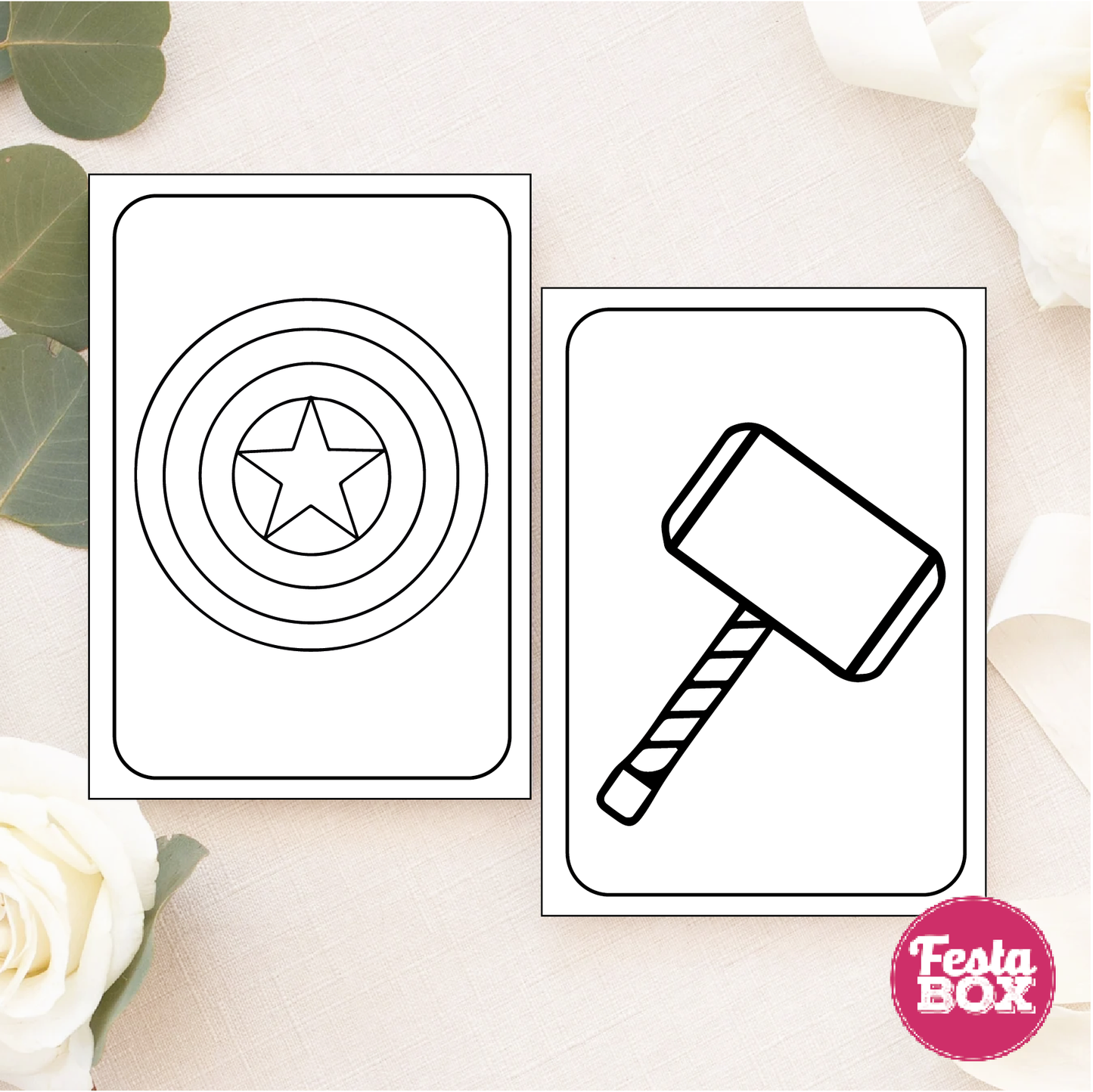 Birthday Activities Game - Colouring Sheet (2 per set) - Avengers Theme (