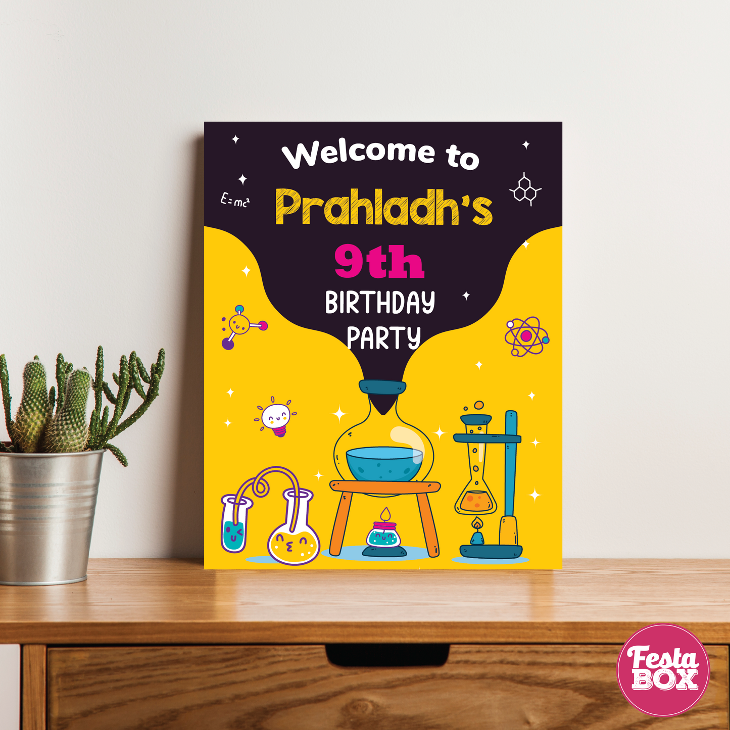 Welcome Sign for Birthday Party Decoration - Science Theme - Option 2