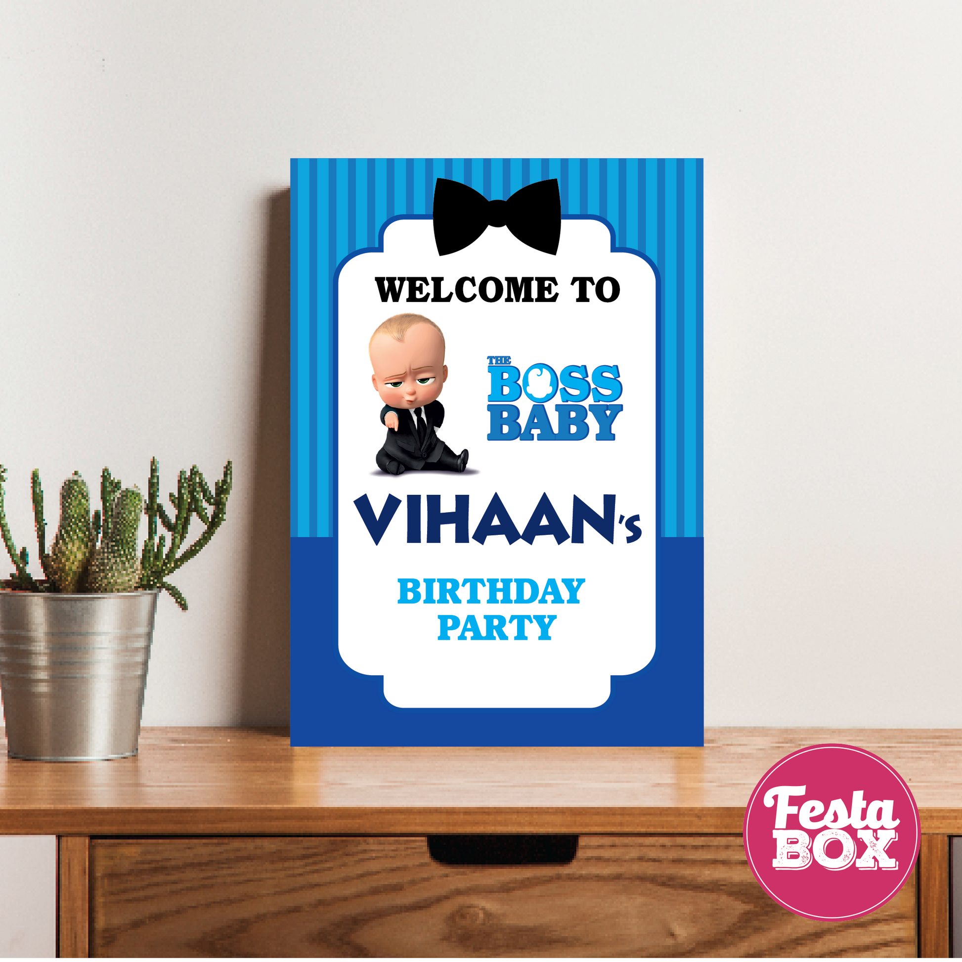 Welcome Sign for Birthday Party Decoration - Boss Baby Theme - Option 3