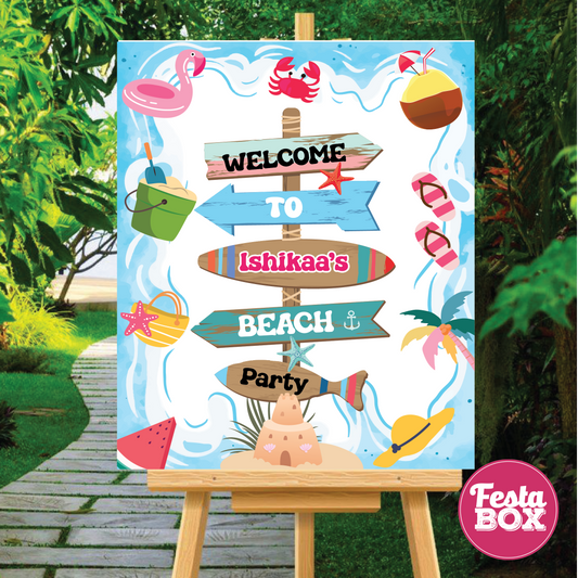 Welcome Sign for Birthday Party Decoration - Beach Theme - option 2