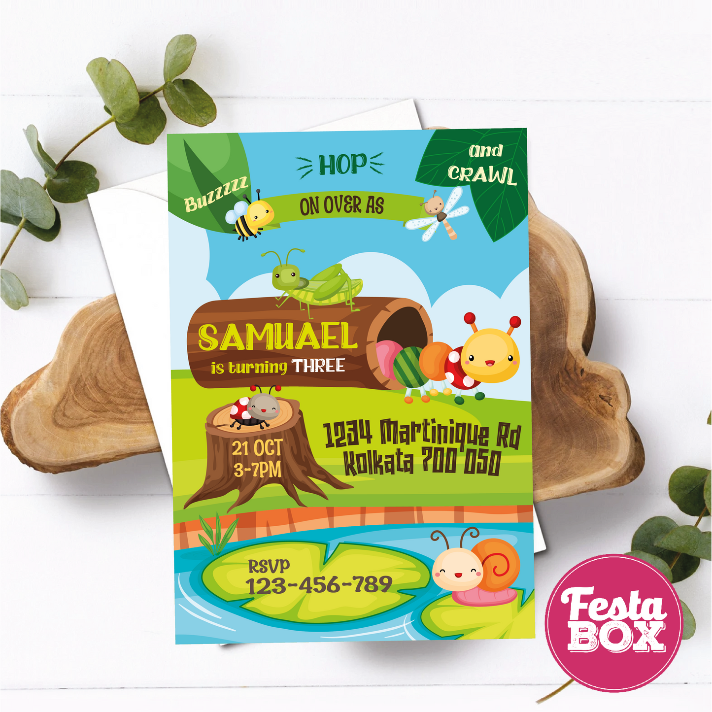 Birthday Party Invitation - Bugs Theme (Set of 6) - Option 1