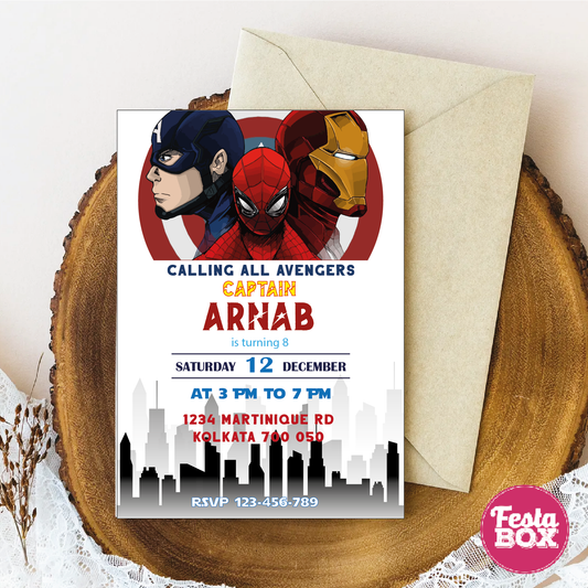 Birthday Party Invitation - Avengers Theme (Set of 6) - Option 2