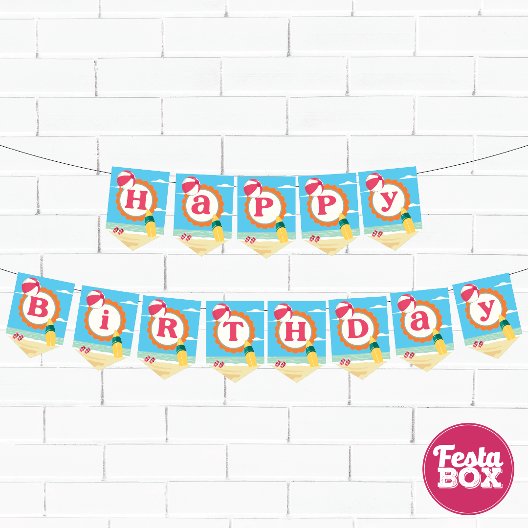 Happy birthday banner - Beach Theme Option 2