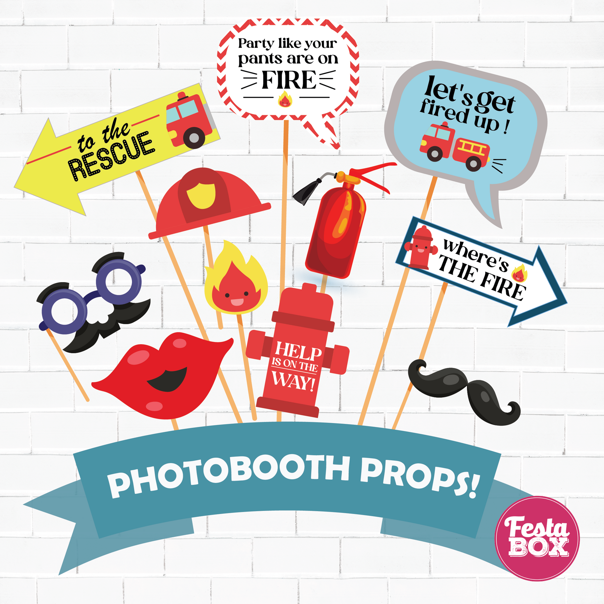 Party Props for Birthday Party Decoration - Firetruck Theme