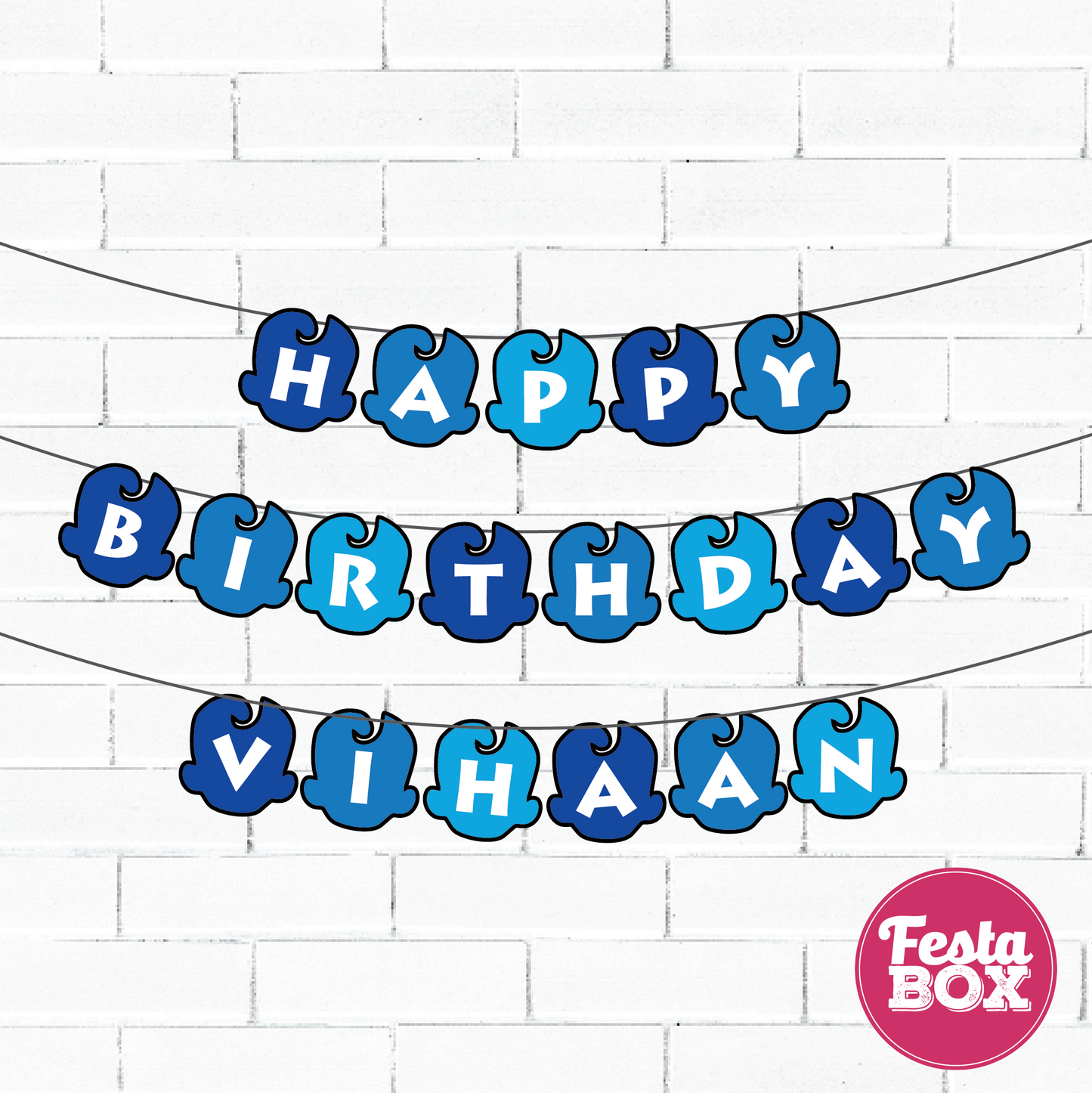 Happy birthday banner with name - Boss Baby Theme Option 1