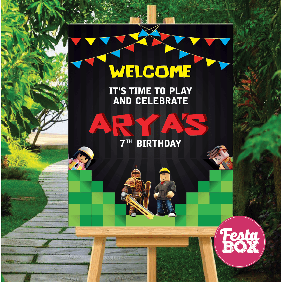 Welcome Sign for Birthday Party Decoration - Roblox Theme Option 2