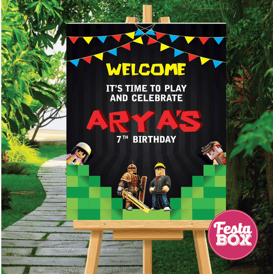 Welcome Sign for Birthday Party Decoration - Roblox Theme  Option 2