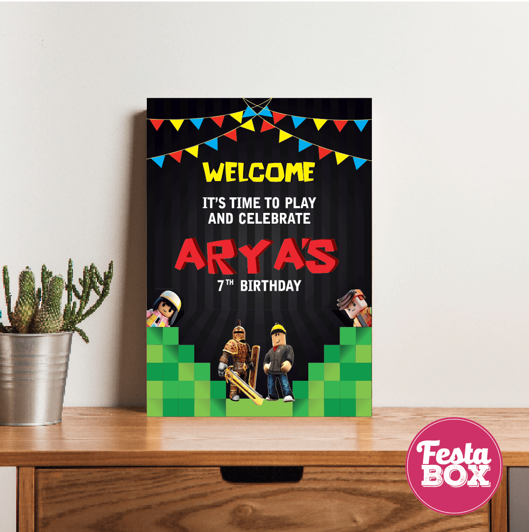 Welcome Sign for - Roblox Theme Birthday Party Option 2