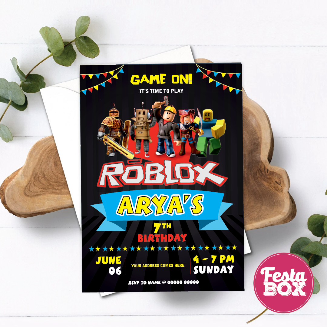 Birthday Party Invitation - Roblox Theme - Option 1
