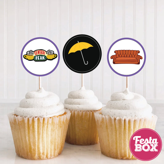 Cupcake Topper for Birthday Party - Friends Theme (Set of 6) - Assorted