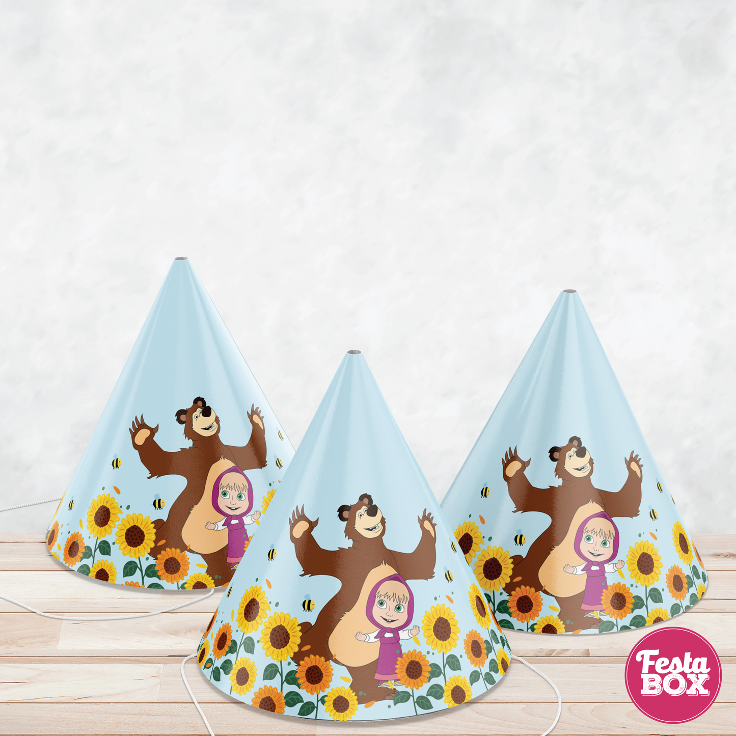 Birthday Celebration Caps -Masha and Bear Theme (Set of 6) - Option 1