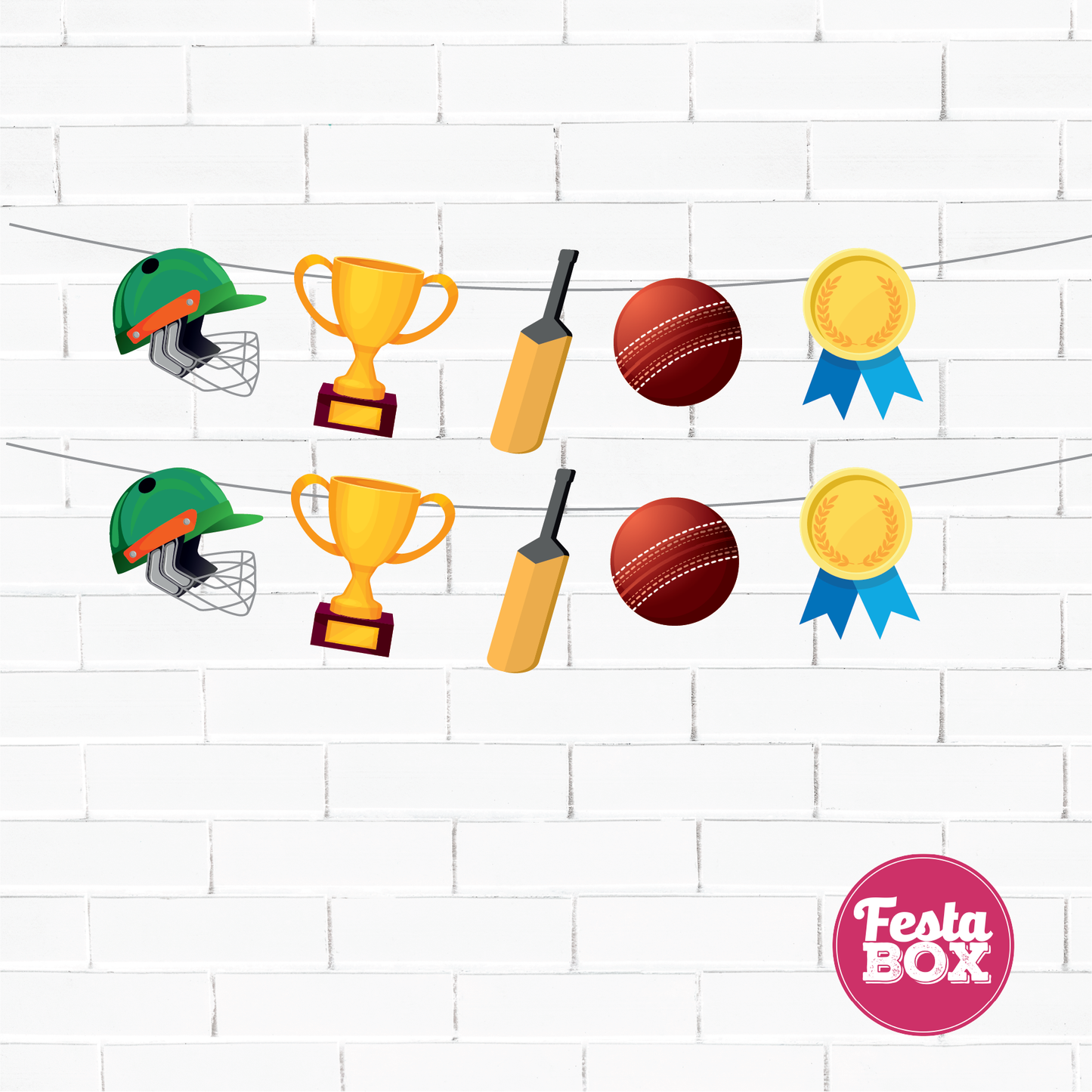 Background Banner for Birthday Party Decoration - Cricket Theme Option 1