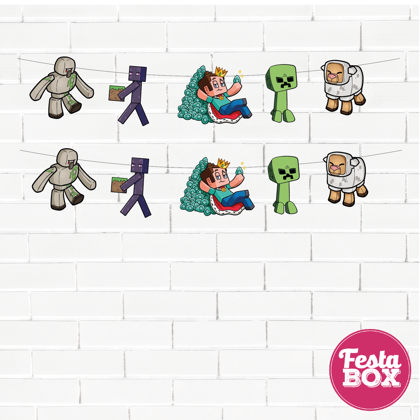 Background Banner for Birthday Party Decoration - Minecraft Theme Option 1