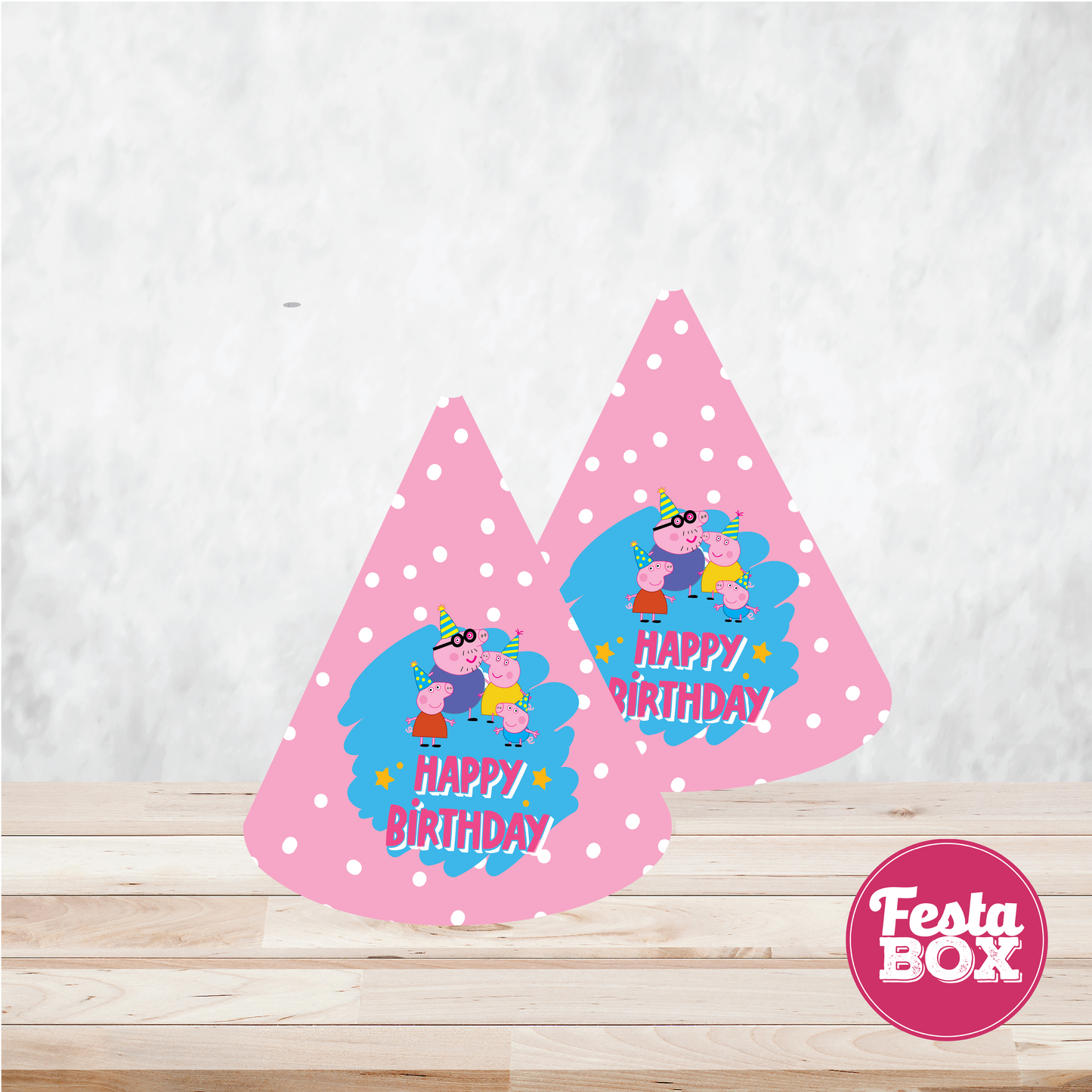 Birthday Celebration Caps - Peppa Pig Theme (Set of 6) - Option 2