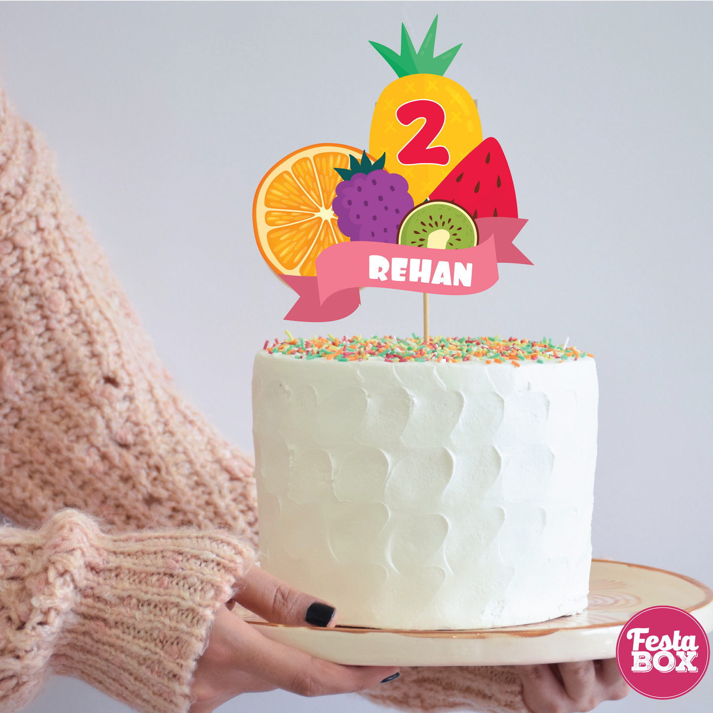 Cake Topper for Birthday Party - Fruit Theme by Festabox - Option 2