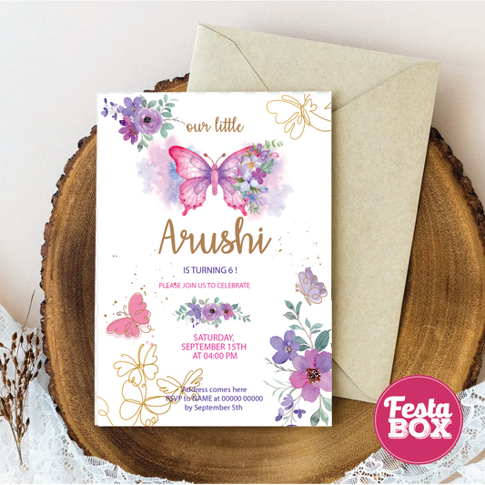e-Invite for Birthday Party - Butterfly Theme - Option 2