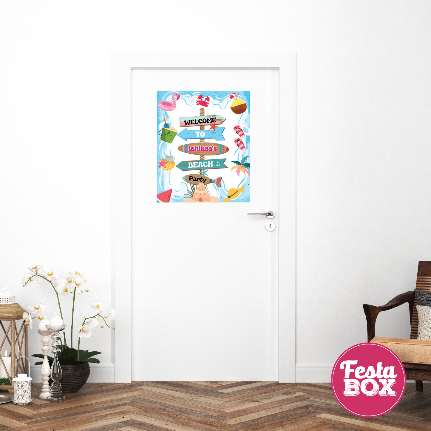 Welcome Sign for Birthday Party Decoration - Beach Theme - option 2