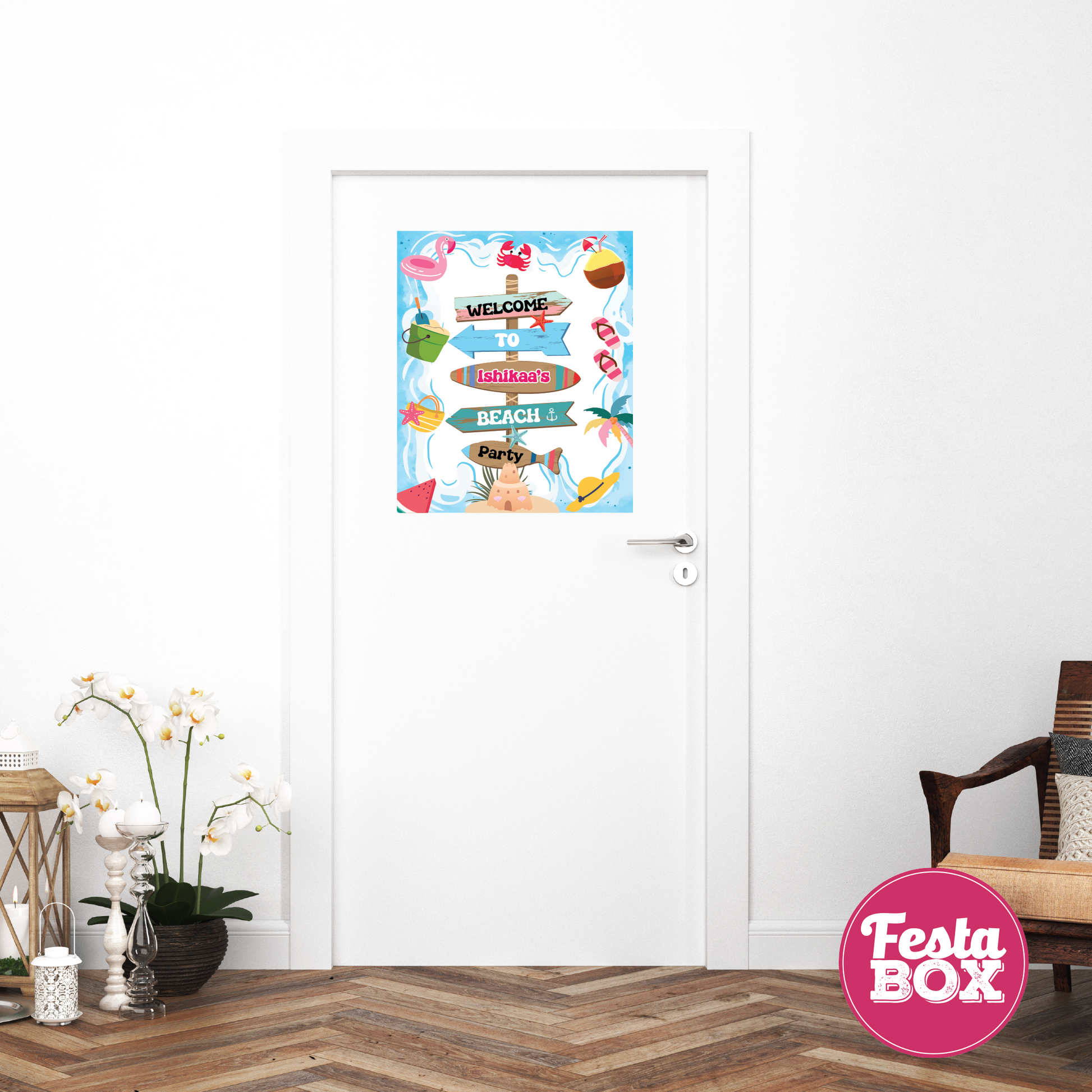 Welcome Sign for Birthday Party Decoration - Beach Theme - option 2