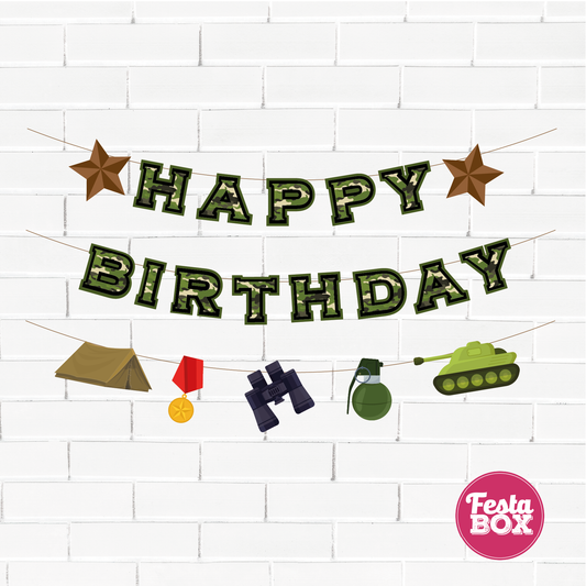 Birthday Banner for Birthday Party Decoration - Army Theme Option 1