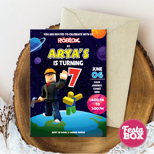 Birthday Party Invitation - Roblox Theme  - Option 2