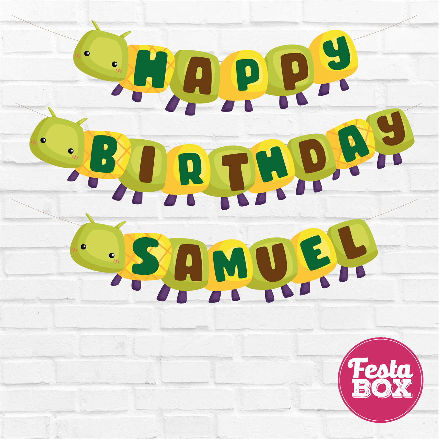 Happy birthday banner with name - Bugs Theme Option 2