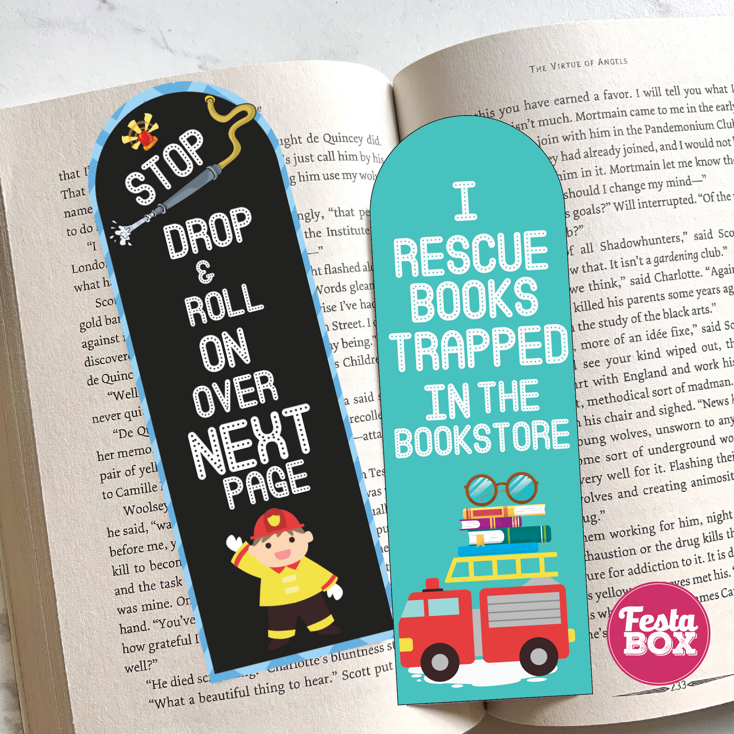 Bookmark – Firetruck Birthday Party Theme (Set of 6 pairs)