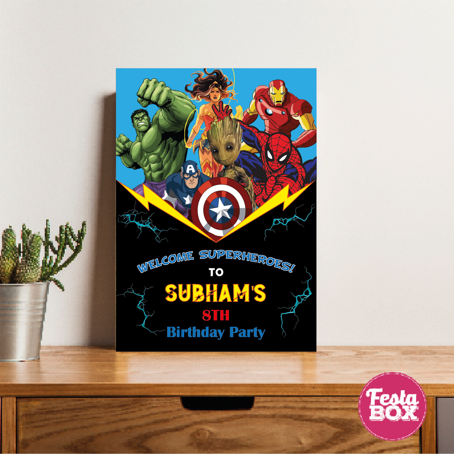 Welcome Sign board for Birthday Party Decoration - Avengers Theme