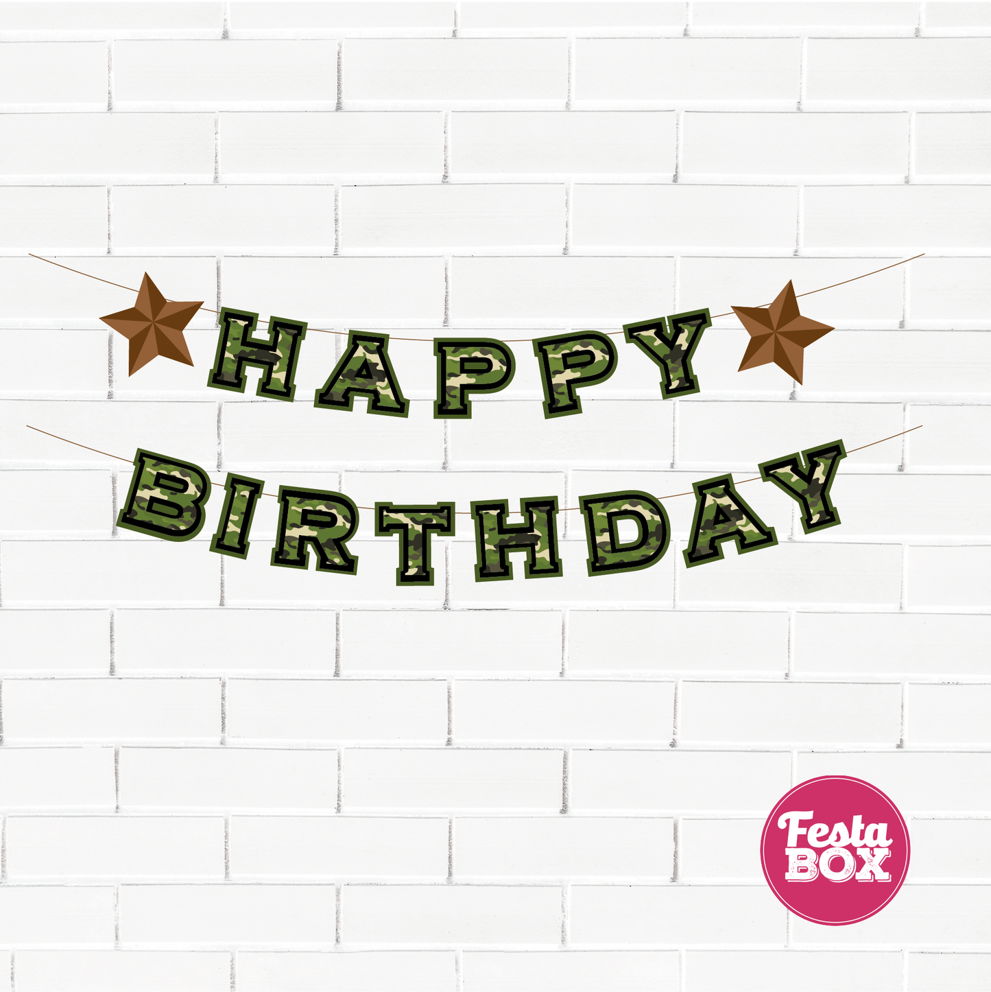 Happy Banner for Birthday Party Decoration - Army Theme Option 1