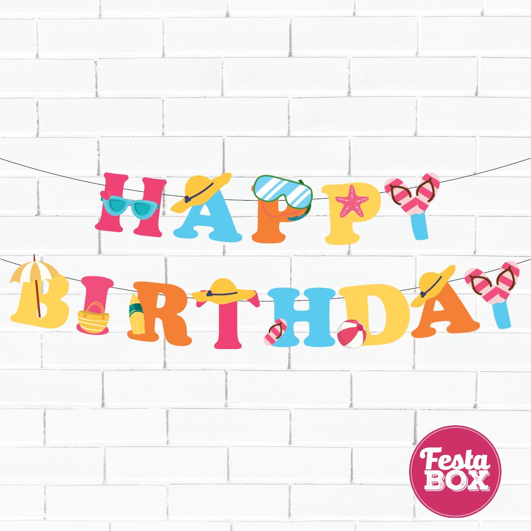 Happy birthday banner - Beach Theme Option 3